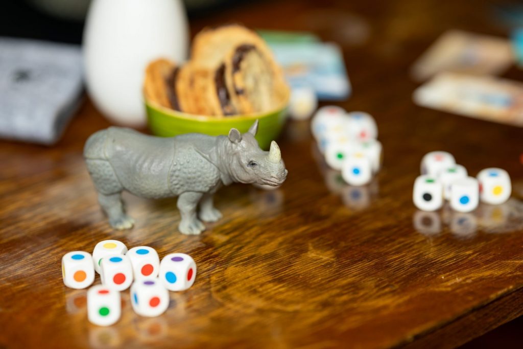 bunte Würfel und Nashorn
